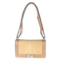 Beige Galuchat Stingray Lambskin Medium Boy Flap