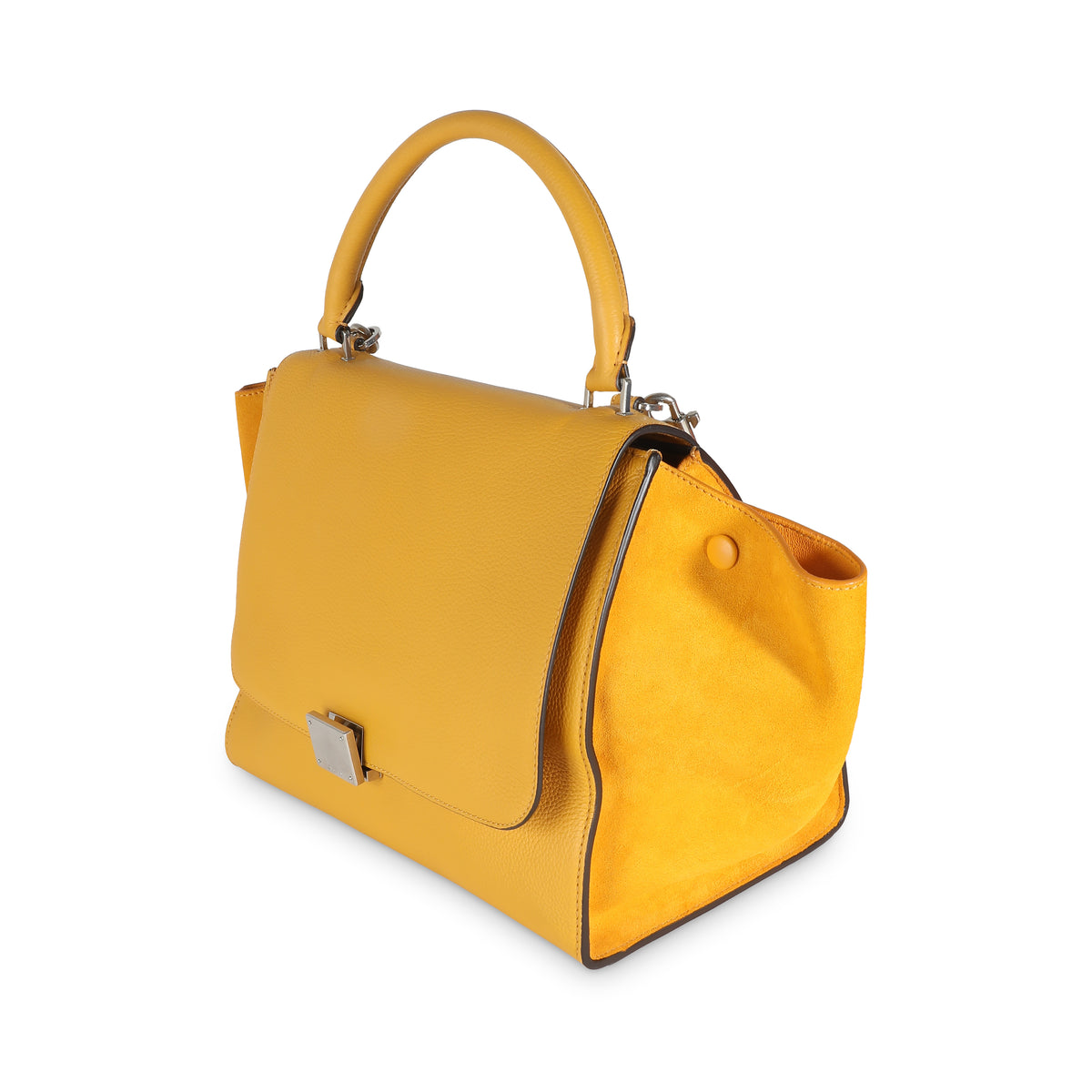 Yellow Drummed Calfskin Suede Medium Trapeze