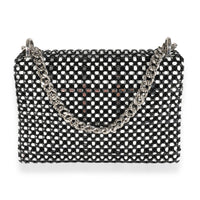 Black White Leather Woven Medium Diorama Flap Bag