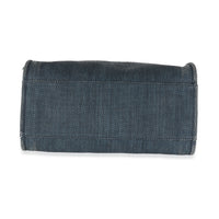 Navy Blue Woven Straw Raffia Medium Deauville Tote