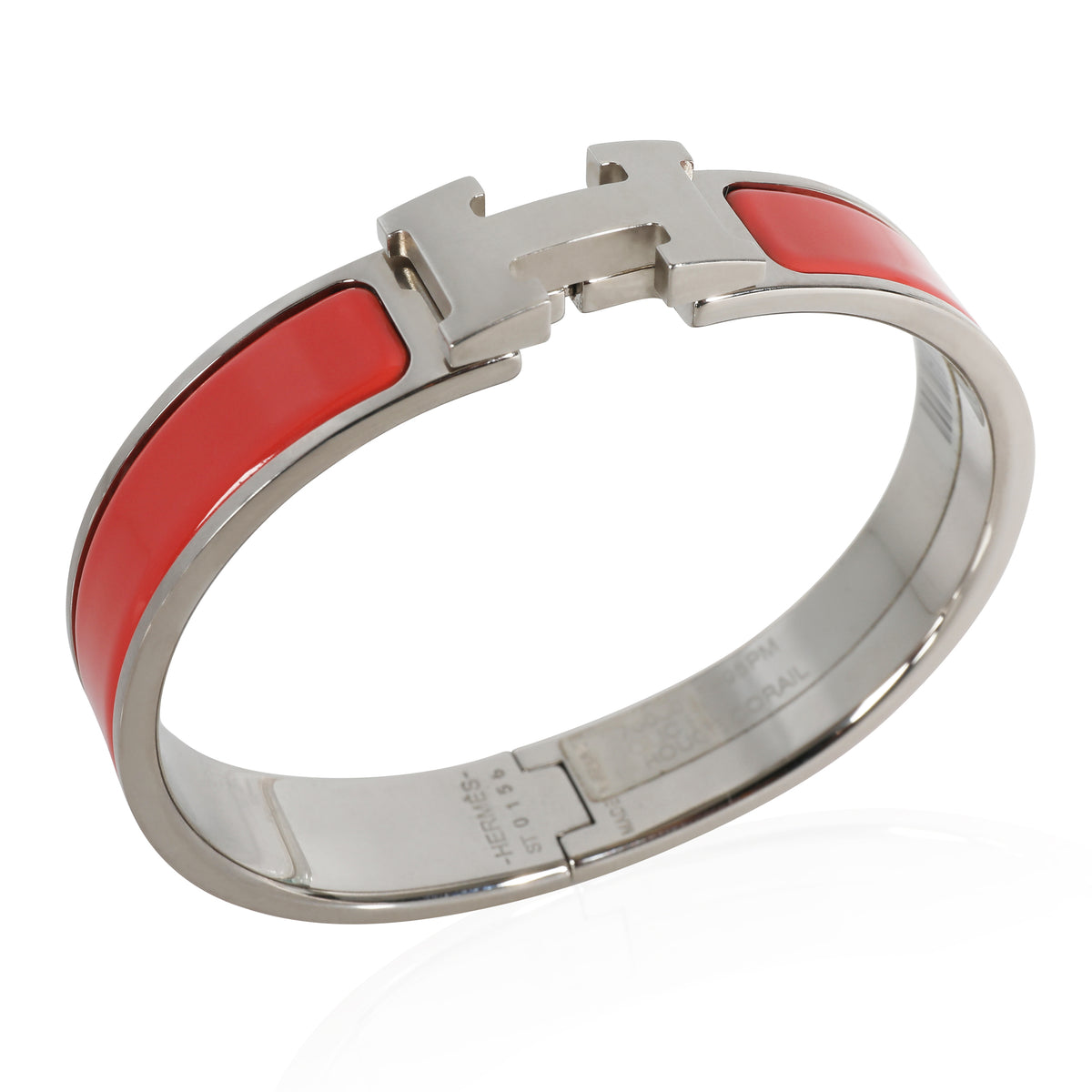 Clic H Palladium Plated Bracelet in Rouge Corail