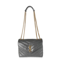 Grey Quilted Calfskin Monogram Small Loulou Chain