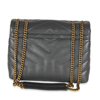 Grey Quilted Calfskin Monogram Small Loulou Chain