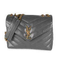 Grey Quilted Calfskin Monogram Small Loulou Chain