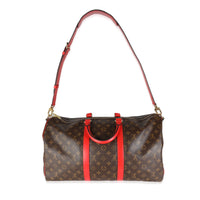 Red Monogram Macassar Canvas Keepall Bandouliere 50