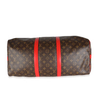 Red Monogram Macassar Canvas Keepall Bandouliere 50