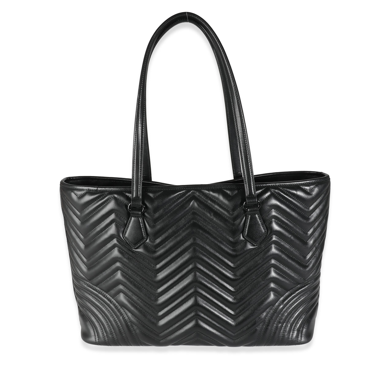 Black Matelasse Chevron Calfskin GG Marmont Large Tote Bag