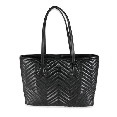 Black Matelasse Chevron Calfskin GG Marmont Large Tote Bag