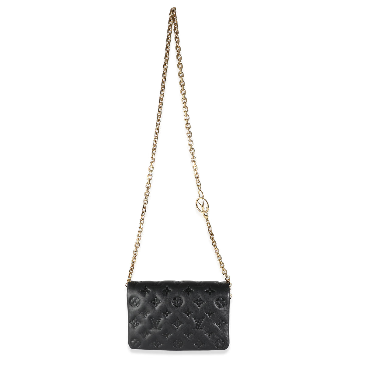 Black Monogram Embossed Puffy Lambskin Pochette Coussin