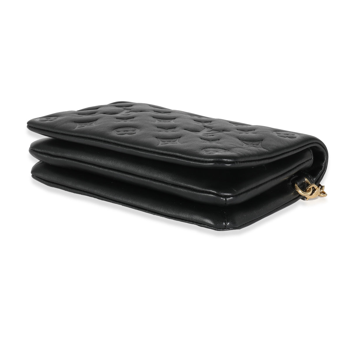 Black Monogram Embossed Puffy Lambskin Pochette Coussin