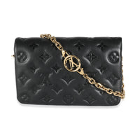 Black Monogram Embossed Puffy Lambskin Pochette Coussin