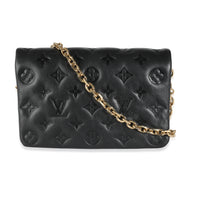 Black Monogram Embossed Puffy Lambskin Pochette Coussin