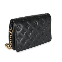 Black Monogram Embossed Puffy Lambskin Pochette Coussin