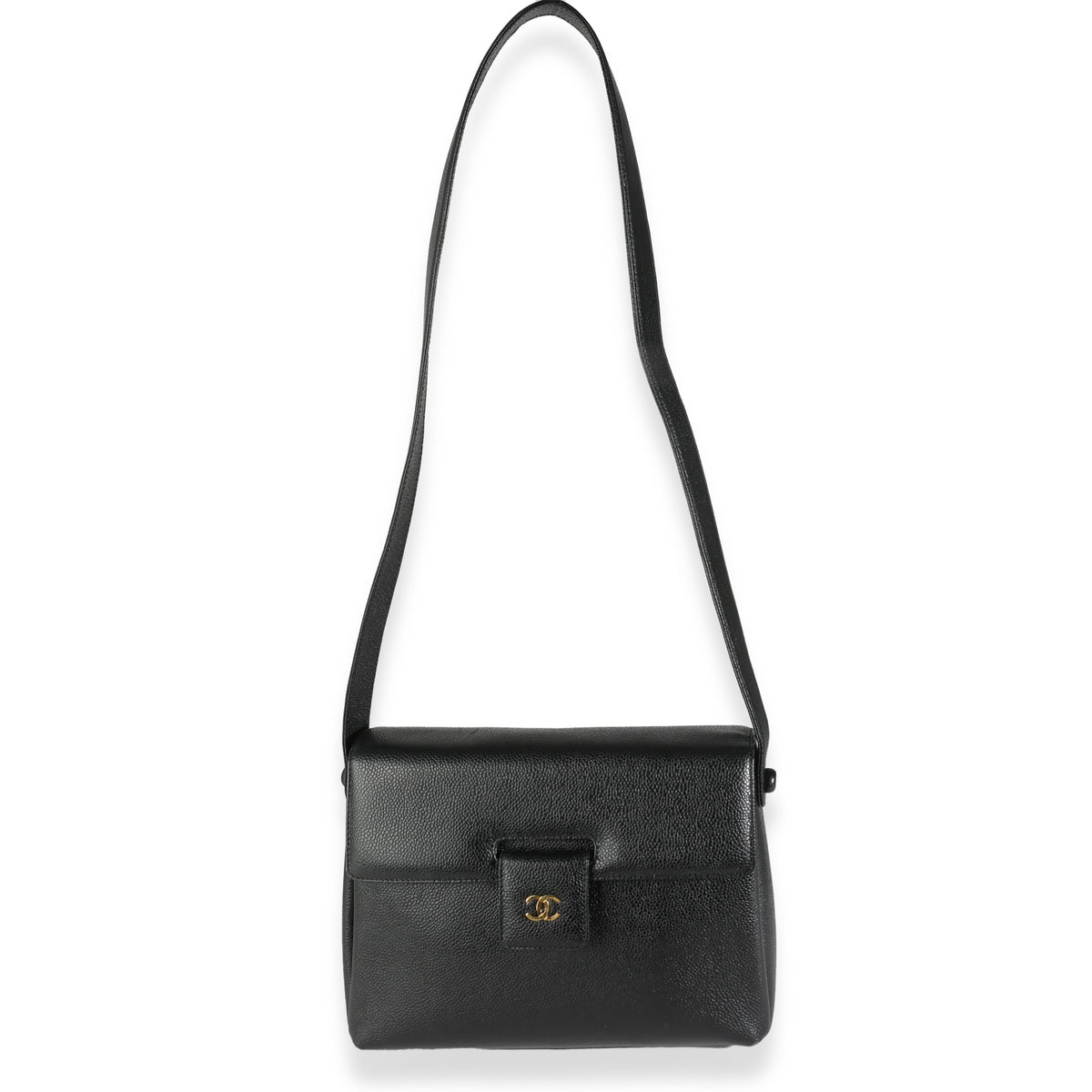 Black Caviar CC Flap Shoulder Bag