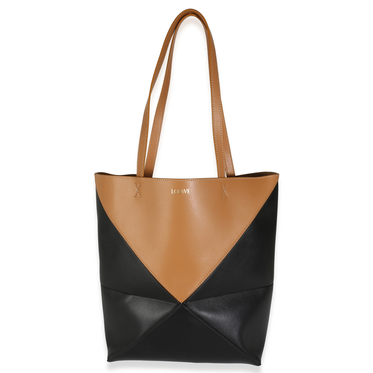 Warm Desert Black Calfskin Medium Puzzle Fold Tote