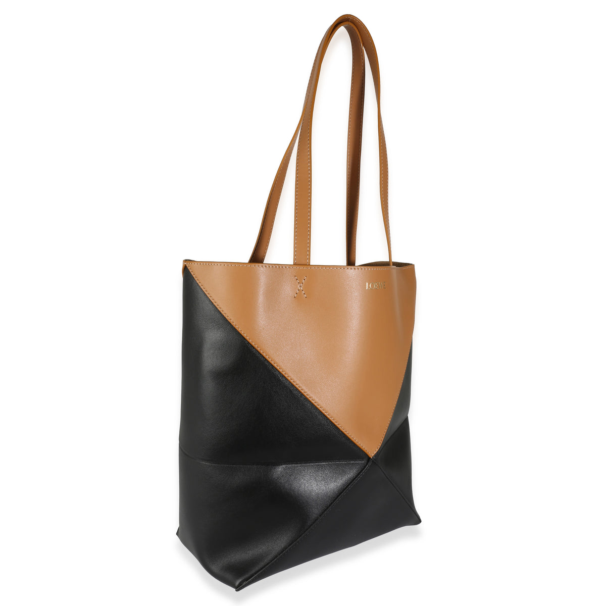 Warm Desert Black Calfskin Medium Puzzle Fold Tote