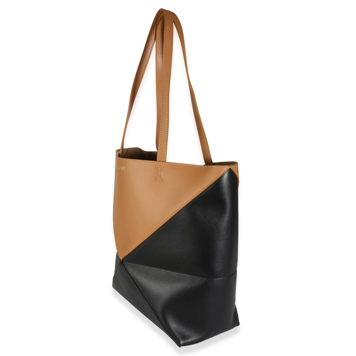 Warm Desert Black Calfskin Medium Puzzle Fold Tote