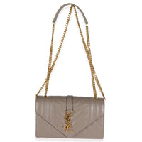 Taupe Grain De Poudre Triquilt Small Monogram Satchel