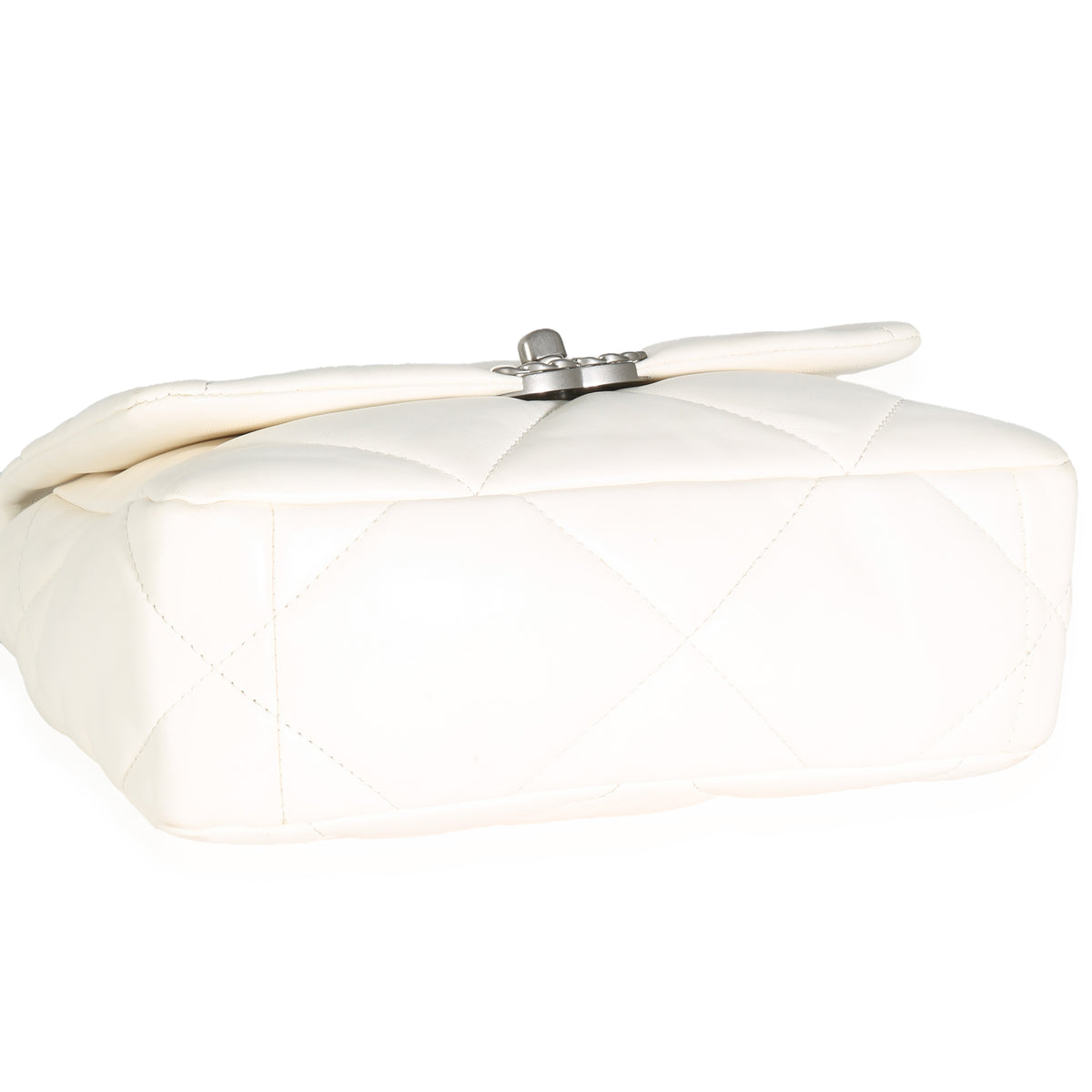 Chanel White Quilted Lambskin Small  19 Flap Bag Handbag clasp