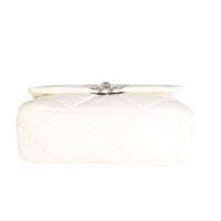 Chanel White Quilted Lambskin Small  19 Flap Bag Handbag stamp