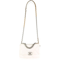 White Quilted Lambskin Small Chanel 19 Flap Bag