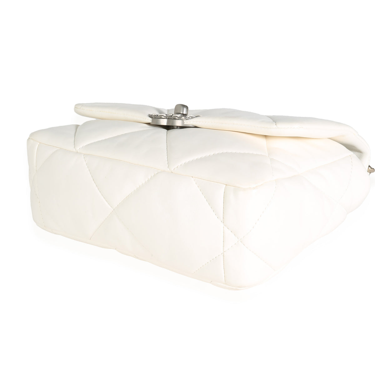 White Quilted Lambskin Small Chanel 19 Flap Bag