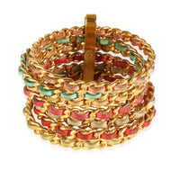 93C Multicolor Lambskin Gold Metal Logo 7 Band Bracelet