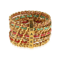 93C Multicolor Lambskin Gold Metal Logo 7 Band Bracelet