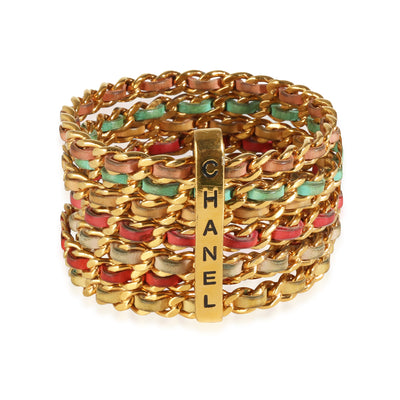 93C Multicolor Lambskin Gold Metal Logo 7 Band Bracelet