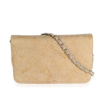 Chanel Beige Suede Lace Over Wallet On Chain Handbag bv