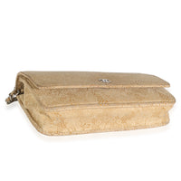 Chanel Beige Suede Lace Over Wallet On Chain Handbag clasp