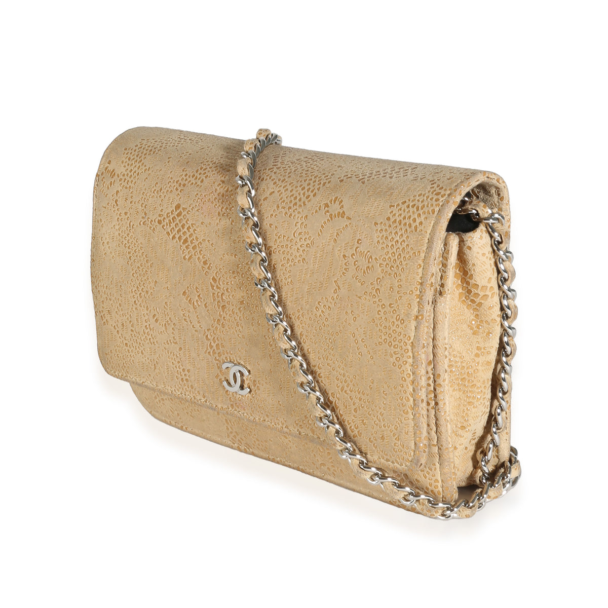 Beige Suede Lace Over Wallet On Chain