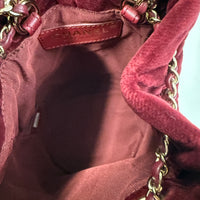 Burgundy Quilted Velvet CC Pearl Crush Bucket Bag