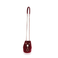 Burgundy Quilted Velvet CC Pearl Crush Bucket Bag