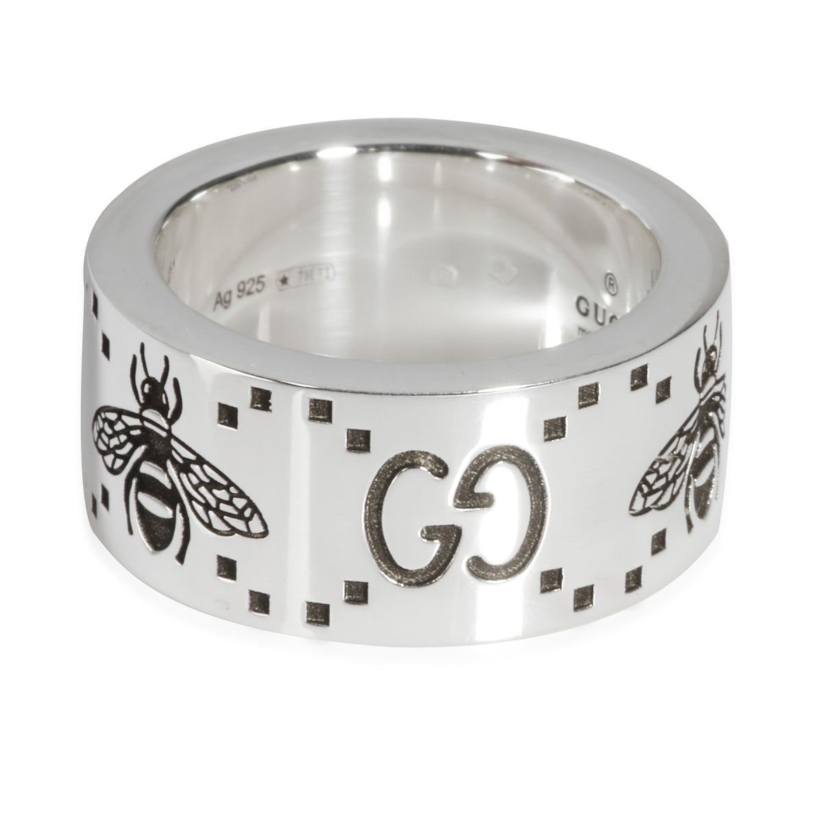 GG And Bee Band Ring in Sterling Silver