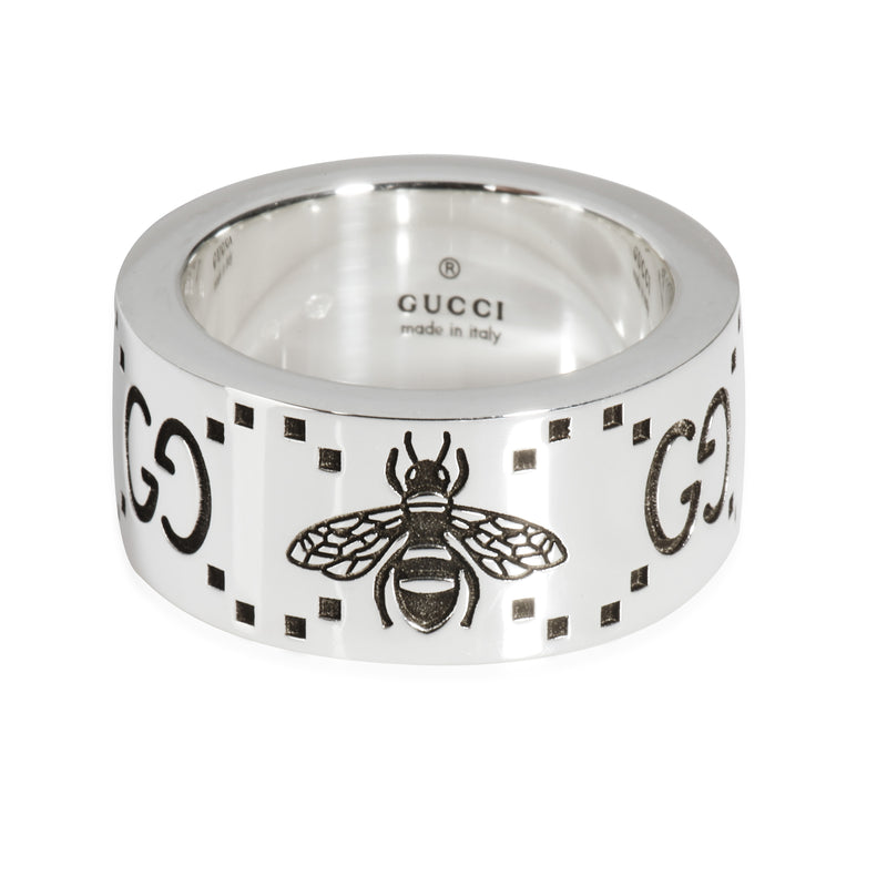 GG And Bee Band Ring in Sterling Silver