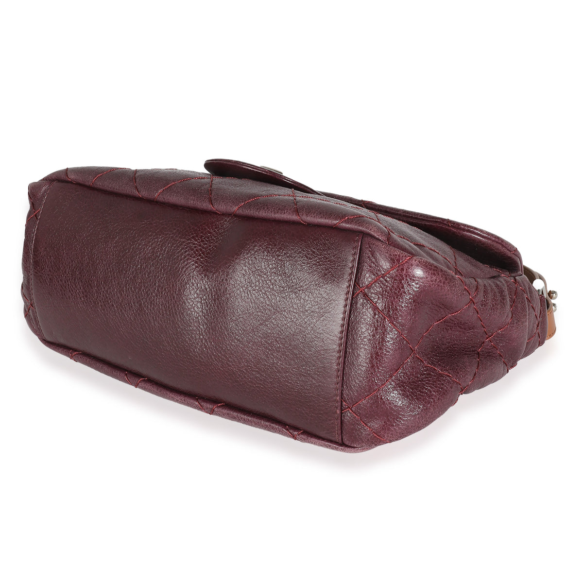 Burgundy Glazed Quilted Calfskin On The Road Flap Bag