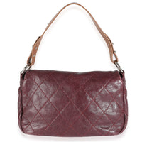 Burgundy Glazed Quilted Calfskin On The Road Flap Bag