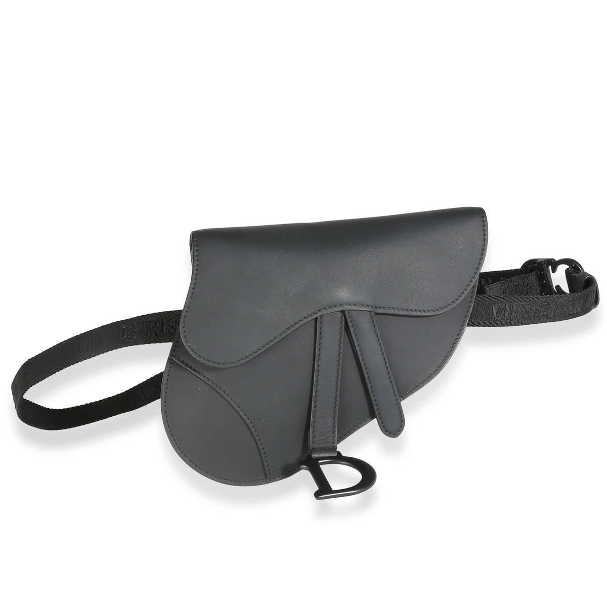 Black Ultramatte Calfskin Saddle Belt Pouch