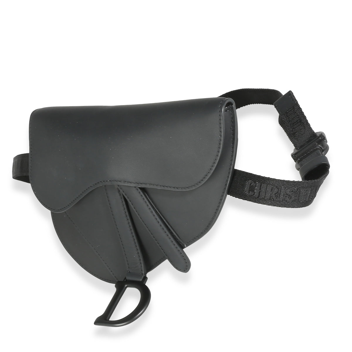 Black Ultramatte Calfskin Saddle Belt Pouch