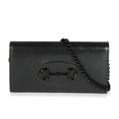 Black Calfskin Horsebit 1955 Chain Wallet