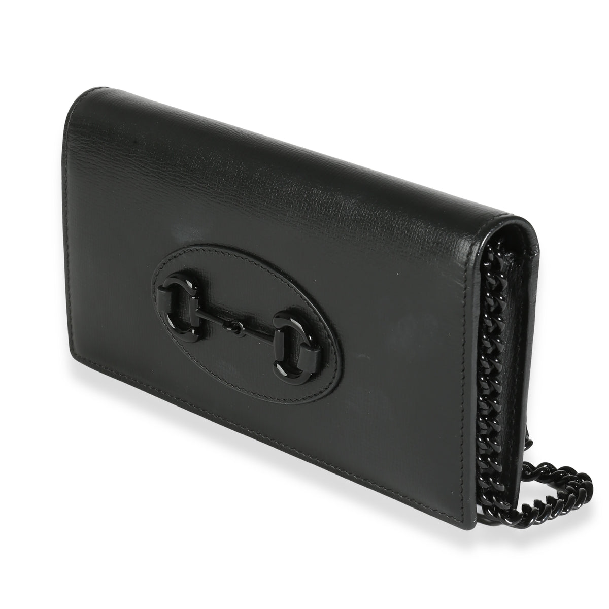 Black Calfskin Horsebit 1955 Chain Wallet