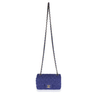 Purple Navy Tweed Mini Rectangular Flap Bag