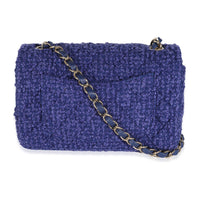 Purple Navy Tweed Mini Rectangular Flap Bag