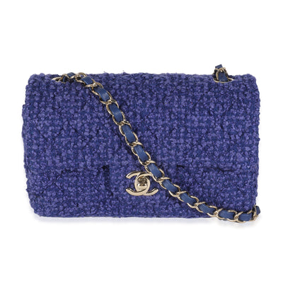 Purple Navy Tweed Mini Rectangular Flap Bag