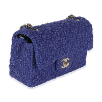 Purple Navy Tweed Mini Rectangular Flap Bag