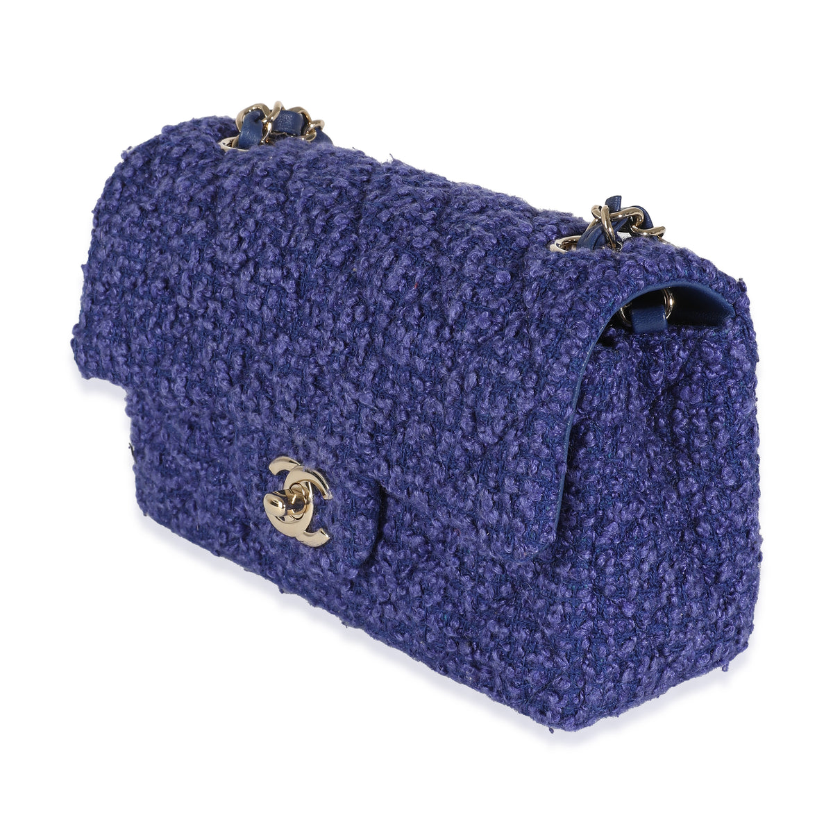 Purple Navy Tweed Mini Rectangular Flap Bag