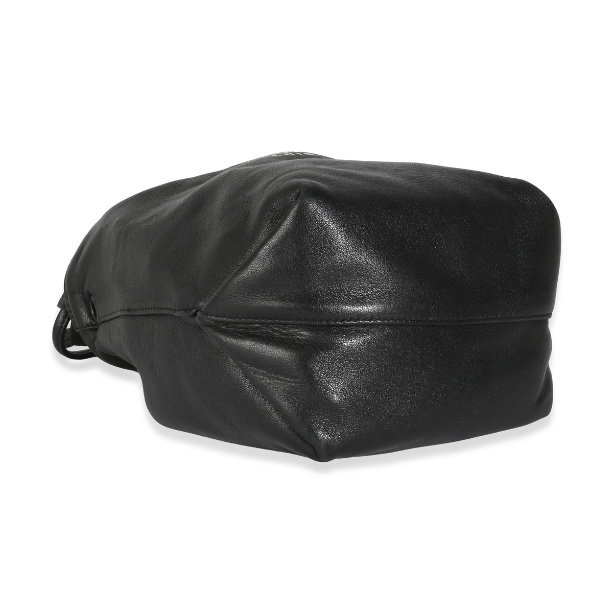 Black Lambskin Teddy Drawstring Bucket Bag