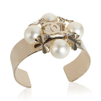 2022 Faux Pearl & CC Clover Cuff Gold Plated  Bracelet