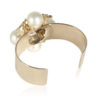 2022 Faux Pearl & CC Clover Cuff Gold Plated  Bracelet